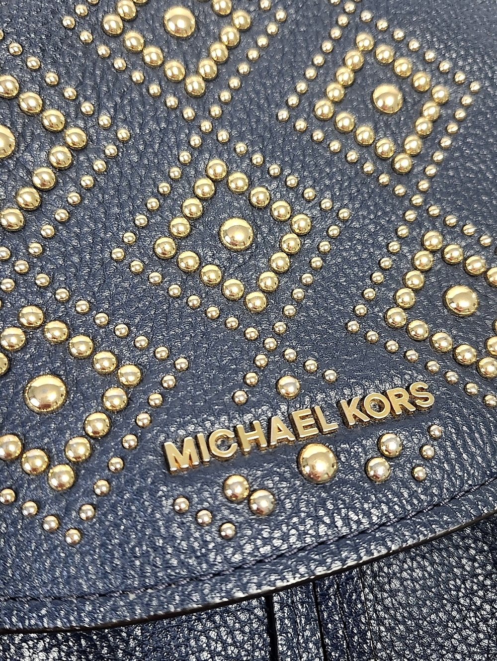 Michael Kors Leather Riley Large Studded Pebbled Backpack - Picture 3 of 15